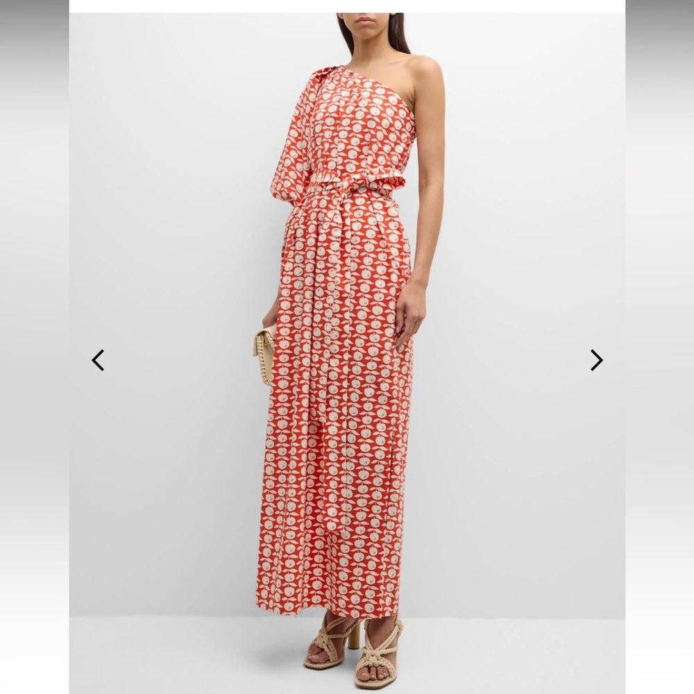 One-Shoulder Apple-Print Column Maxi Dress *worn once*